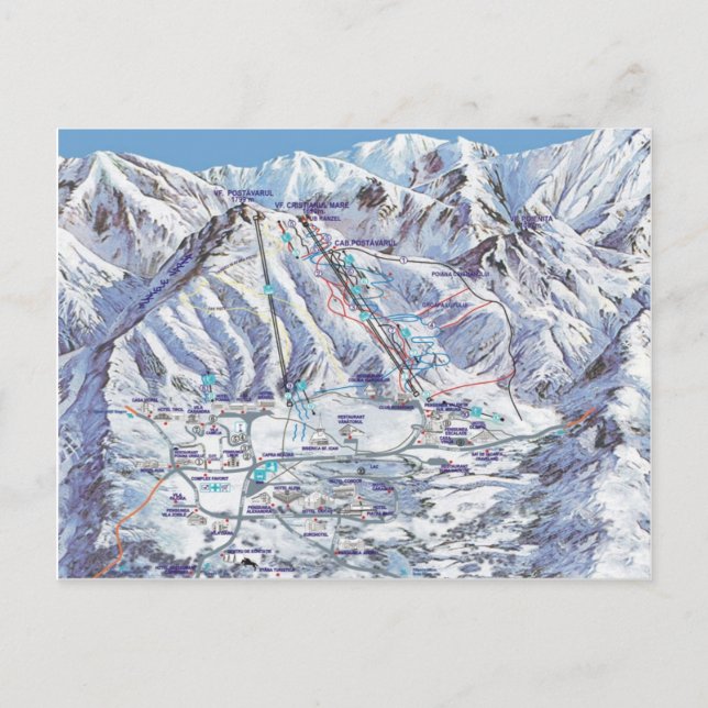 Skida semesterorten, rumänien, Piana Brasov, Vykort (Framsida)
