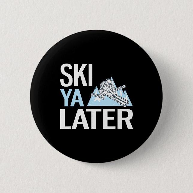 Skida Sen Funny Alpin Skidåkning  Knapp (Framsida)