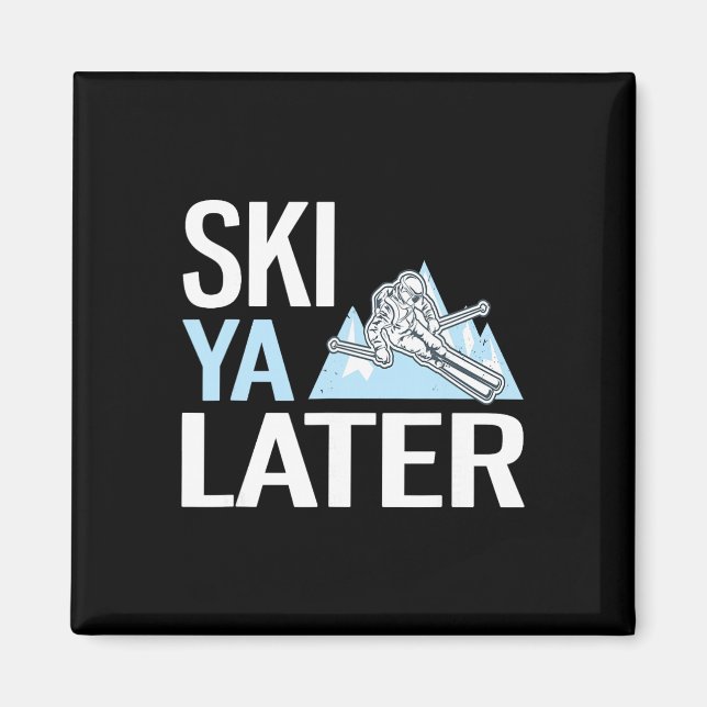 Skida Sen Funny Alpin Skidåkning  Magnet (Framsidan)