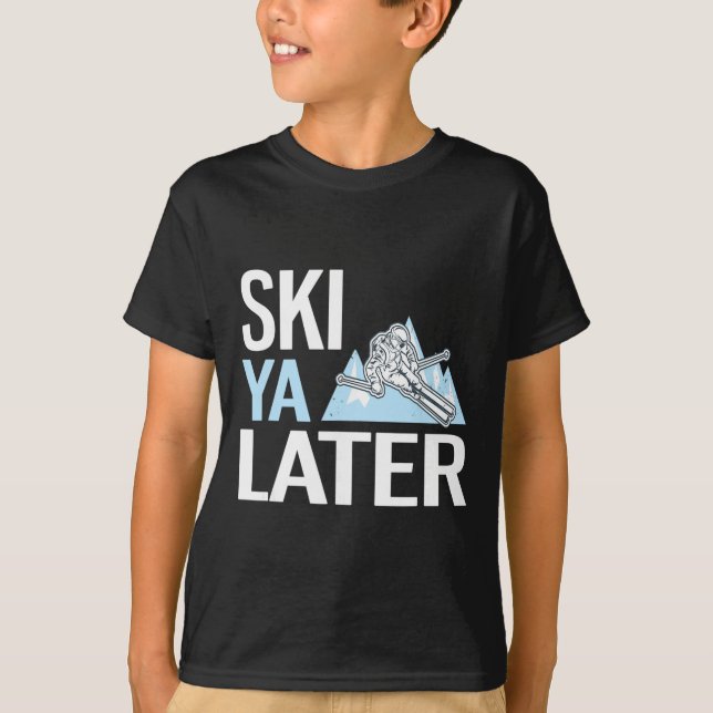 Skida Sen Funny Alpin Skidåkning  T Shirt (Framsida)