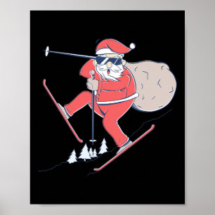 Skida Skidåkning Snö Tomte Jul Xmas Present Poster