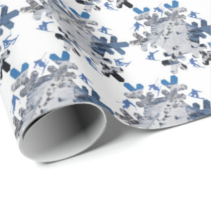 Skida sluttar snöflingan presentpapper