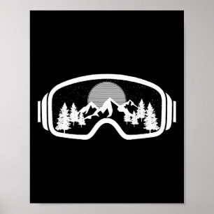Skida Snowboard Tröja Glasögon Skidåkning Snö Berg Poster