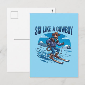 Skida som en cowboy vinter sport design vykort