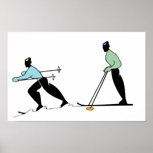 SKIDA SPORTSKIDÅKNINGTECKNADEN POSTER