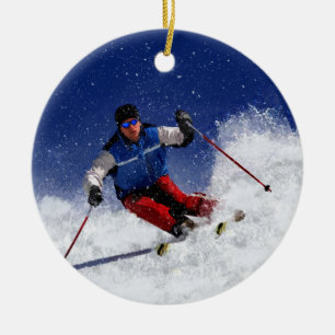Skida tävla besegrar berg julgransprydnad keramik