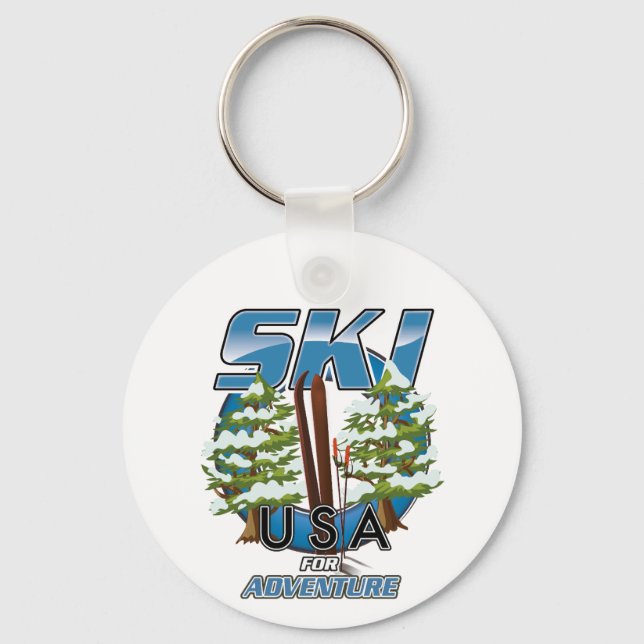 Skida USA För äventyrslogotyp. Nyckelring (Framsida)