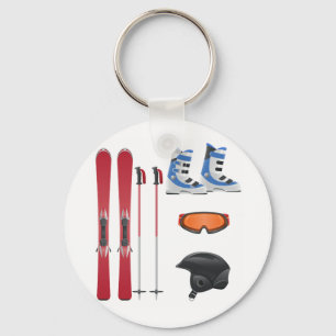 Skida utrustning Keychain Nyckelring