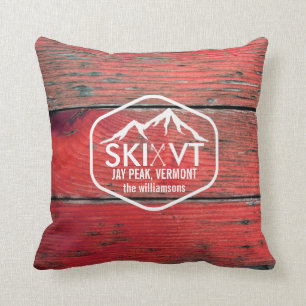 Skida Vermont Jay maximala lantliga röda Barnwood Kudde