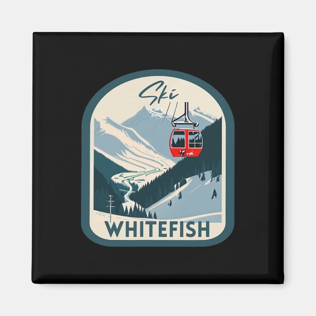 Skida Whitefish Retro Vintage Stil Whitefish Skidå Magnet (Framsidan)