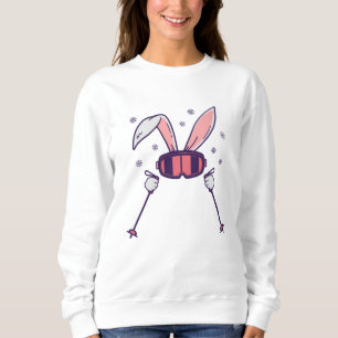 Skidåkande kanin med skidpinnar och skidglasögon t shirt