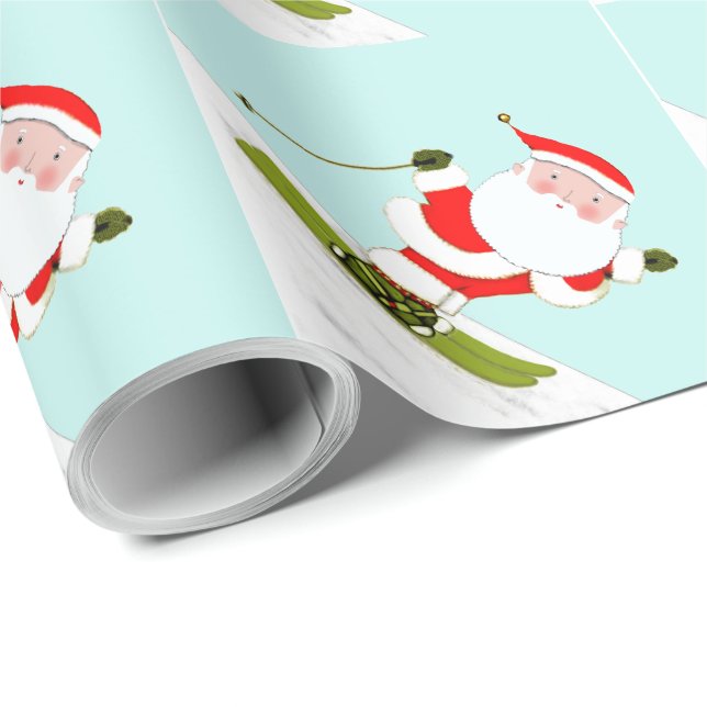 Skidåkande Tomtepresent Presentpapper (Rullad Hörn)