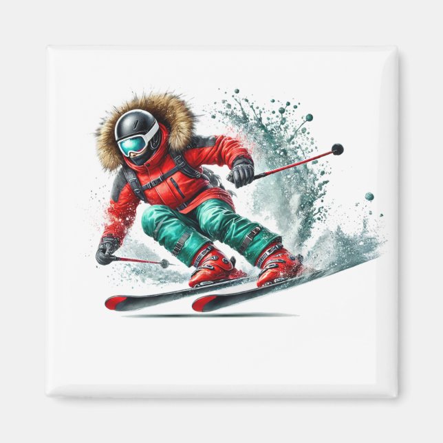 Skidåkar Magnet   (Framsidan)