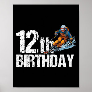 Skidåkare 12-årsdag Skidpojke Flicka 12-årsdag Ski Poster