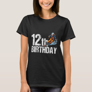 Skidåkare 12-årsdag Skidpojke Flicka 12-årsdag Ski T Shirt