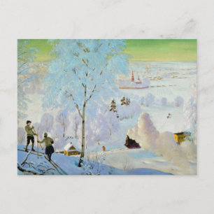 Skidåkare 1919 vykort