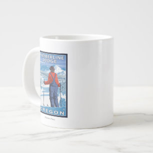 Skidåkare beundrar - Timberline Lodge, Oregon Jumbo Mugg