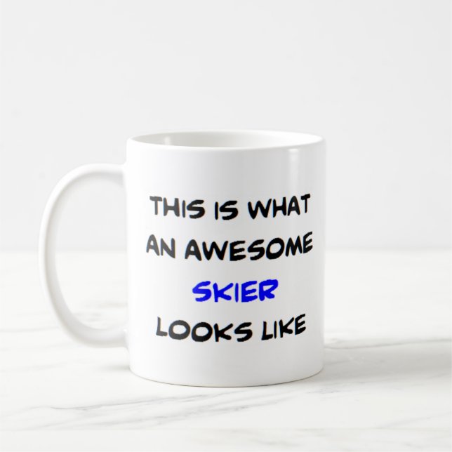 skidåkare, fantastisk kaffemugg (Vänster)