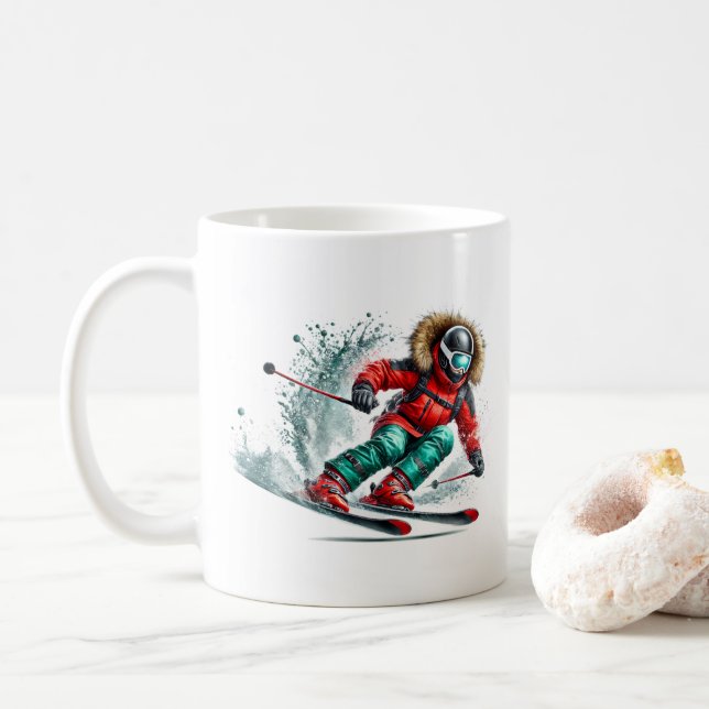 Skidåkare  kaffemugg (Med munk)