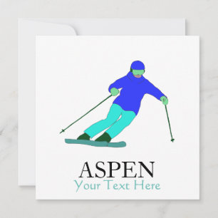 Skidåkare Snö Skidåkning Skidfest Aspen Anpassad t Kort