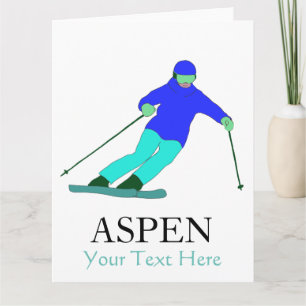 Skidåkare Snö Skidåkning Skidfest Aspen Anpassad t Kort