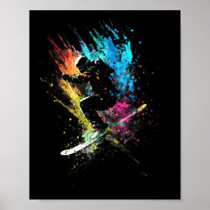 Skidåkare Splash Art Freestyle Skidåkning Skidor R Poster