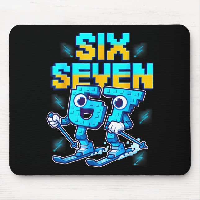 Skidåkning 67 Six Seven Meme Brainrot Rollig 6 7 B Musmatta (Framsidan)