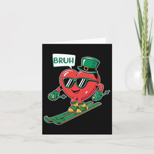 Skidåkning Bruh Alla hjärtans dag Patrick Shamrock Kort (Framsida)