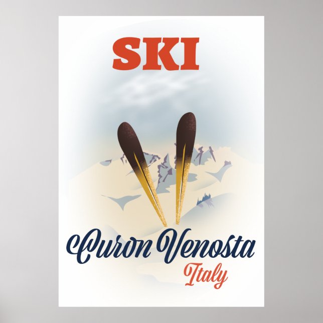 Skidåkning Curon Venosta Italien skidaffisch Poster (Framsidan)