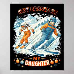 Skidåkning Fick Spark Av Min Dotter Rolig Familj M Poster