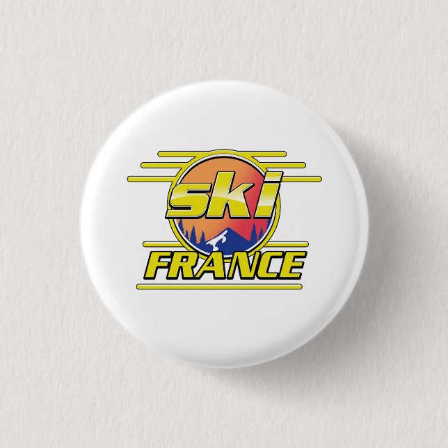 skidåkning Frankrike 80-tal logotyp. Knapp (Framsida)