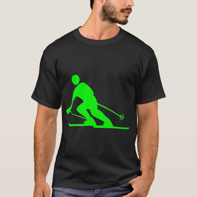 Skidåkning - Grön T-shirt (Framsida)