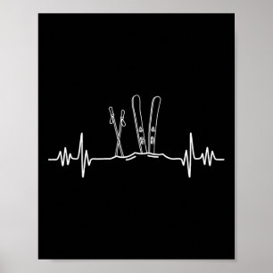 Skidåkning Heartbeat Mountain Skidsport Skidliv Al Poster