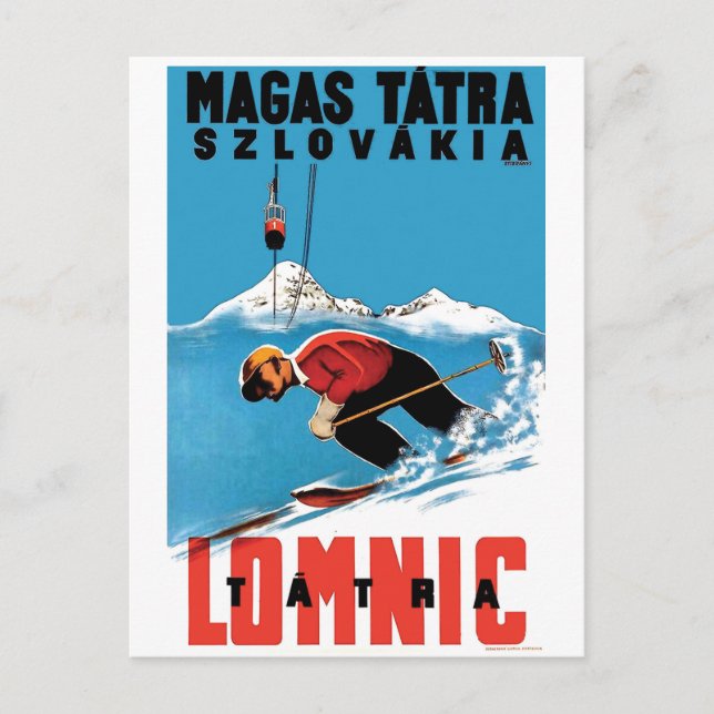 Skidåkning i Höga Tatra, Slovakien Vykort (Framsida)