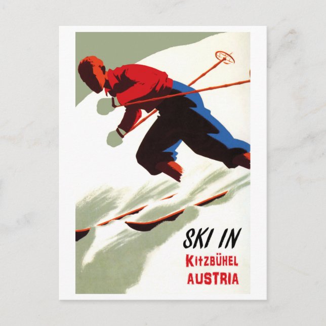 Skidåkning i Kitzbuhel, Österrike Vykort (Framsida)