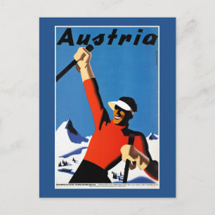 Skidåkning i Österrike Vintage-resaffisch Vykort