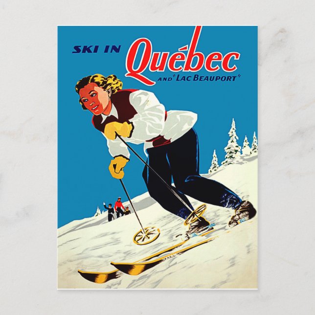 Skidåkning i Québec Vykort (Framsida)