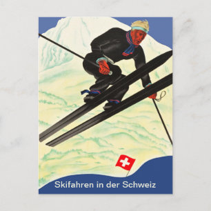 Skidåkning i Schweiz Vykort