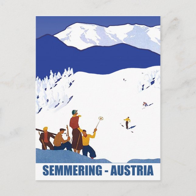 Skidåkning i Semmering, Österrike Vykort (Framsida)