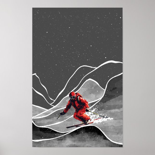 Skidåkning i snöberg poster (Framsidan)