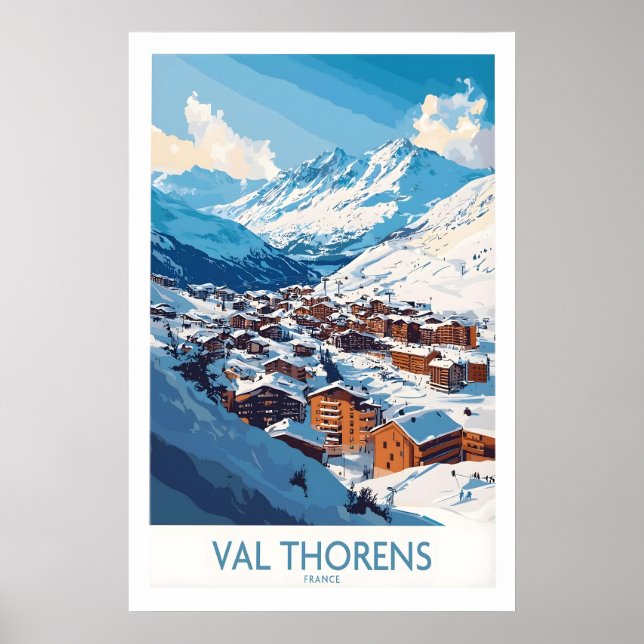 Skidåkning i Val Thorens konsttryck 1 Poster (Framsidan)