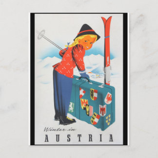 Skidåkning i vintage resor poster vykort