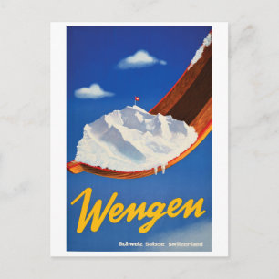 Skidåkning i Wengen, Schweiz Vykort