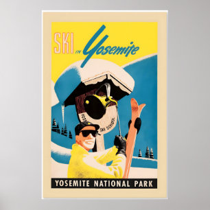 Skidåkning i Yosemite National Park 1930-tal Klass Poster