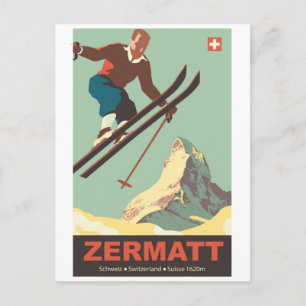 Skidåkning i Zermatt Vykort