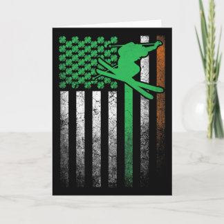 Skidåkning Irländsk amerikansk flagga St. Patrick' Kort
