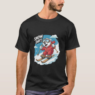 Skidåkning Isbjörn Snö Dag Vintersporter T Shirt