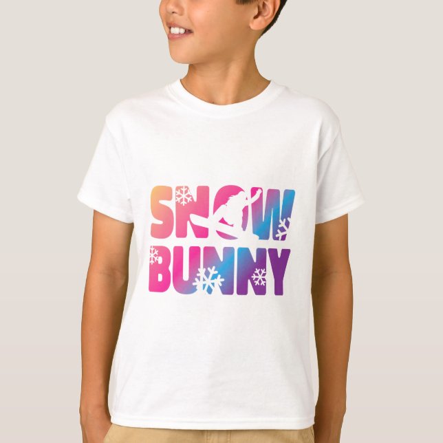 Skidåkning Kanin Snö Kanin T Shirt (Framsida)