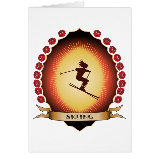 Skidåkning Mandorla Hälsningskort (Framsidan)