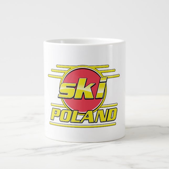 Skidåkning Polen 80-tal logotyp Jumbo Mugg (Framsidan)